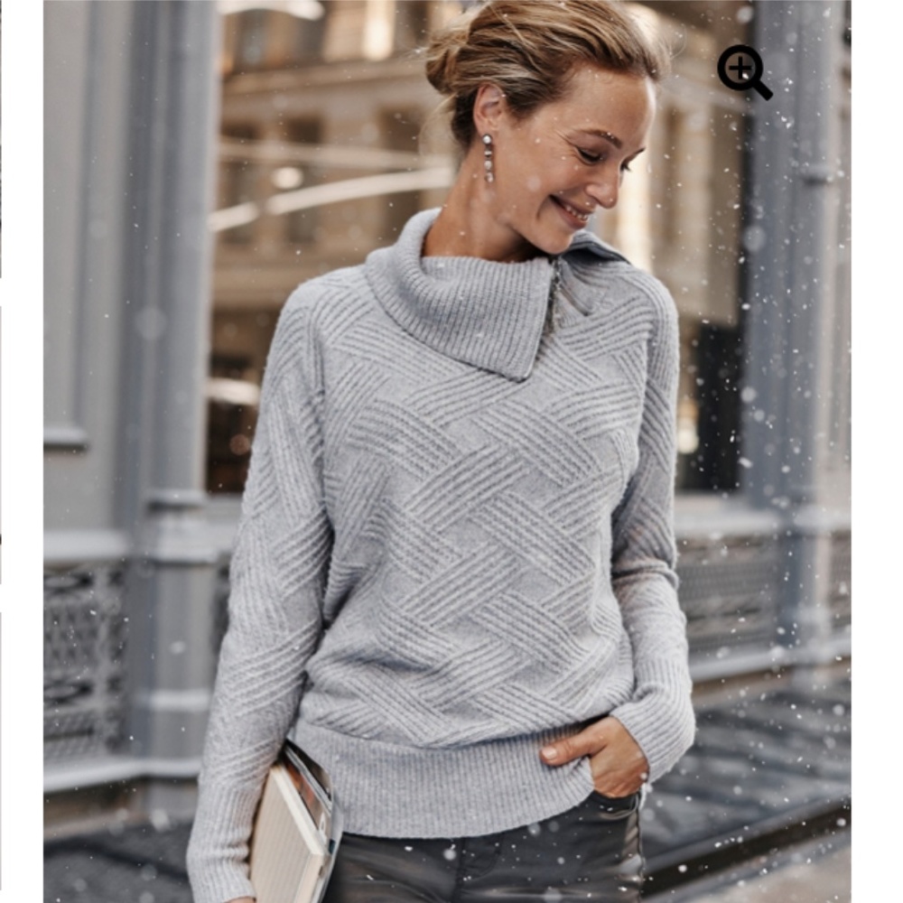 White House Black Market Light Gray Cowl Neck Sweater